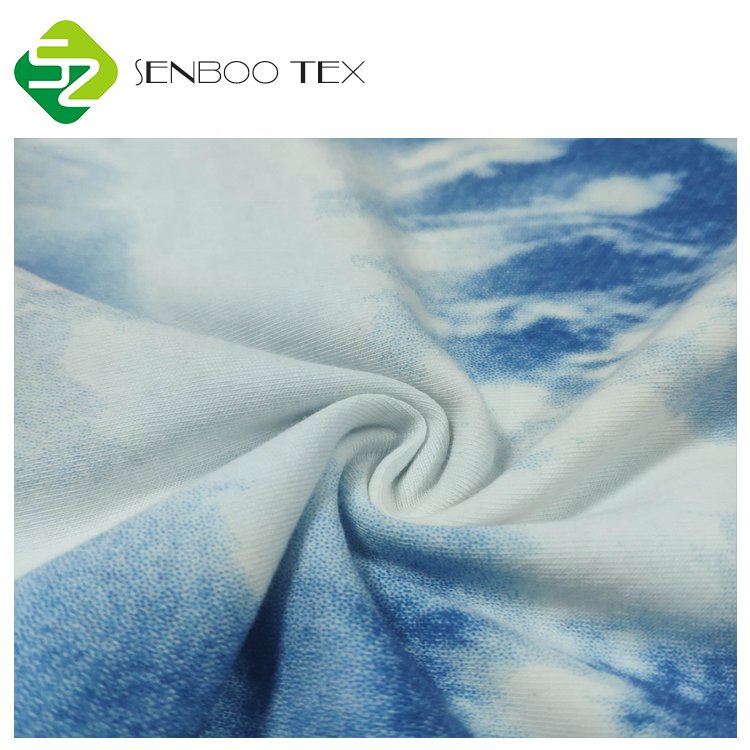 Tie Dye Elastic Stretch Single Jersey Fabric 95% Cotton 5% Spandex Breathable Knitting Style for Sportswear for Girls