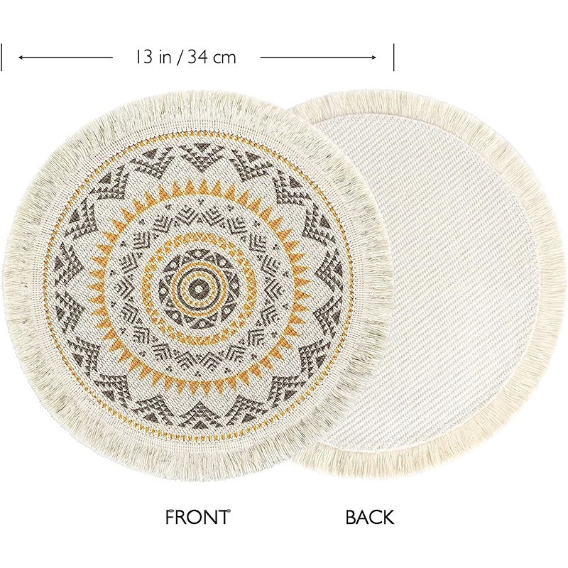 Cotton Green Placemats Printed Placemats Designs Round Gold Placemats Brown Decorative Wedding Banquet Dining Chair Covers MY;14