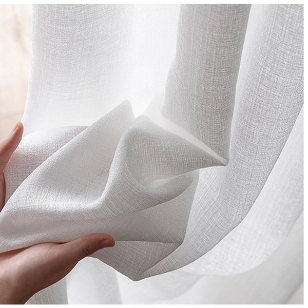 Factory Supply Linen Style Transparent Sheer Voile Curtain Fabric for the Living Room