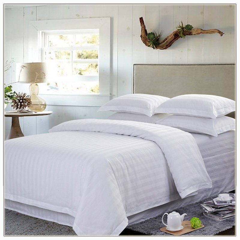 Custom cotton satin stripe hotel bedding sheet home textile hotel linen fitted sheet fabrics