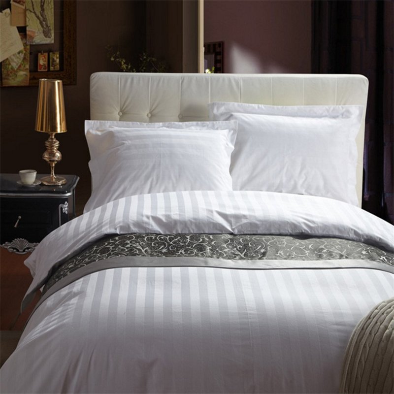 Custom cotton satin stripe hotel bedding sheet home textile hotel linen fitted sheet fabrics