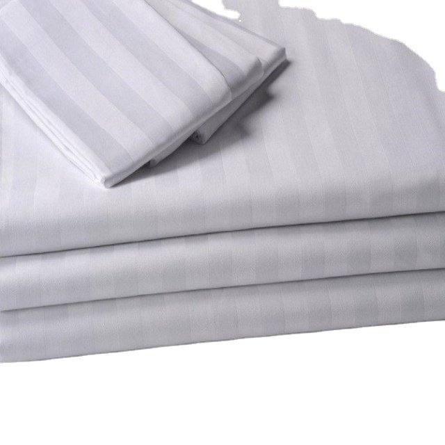 Custom cotton satin stripe hotel bedding sheet home textile hotel linen fitted sheet fabrics