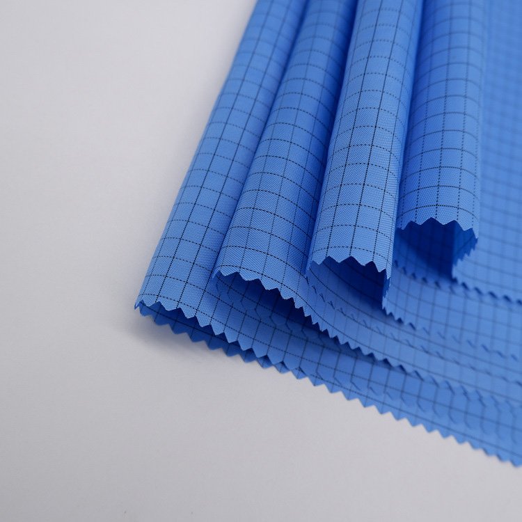 Clean Room Lab Workwear Dustproof Esd Fabric Grid 100d Metal Conductive Anti-static Fabric