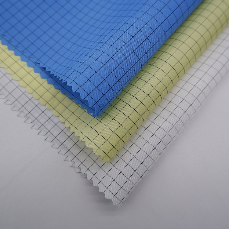 Clean Room Lab Workwear Dustproof Esd Fabric Grid 100d Metal Conductive Anti-static Fabric