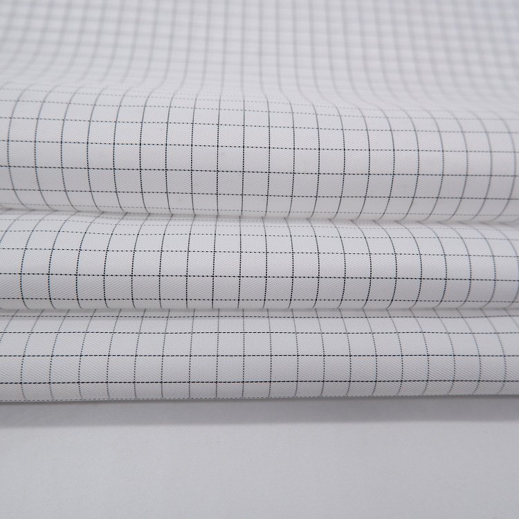 Clean Room Lab Workwear Dustproof Esd Fabric Grid 100d Metal Conductive Anti-static Fabric