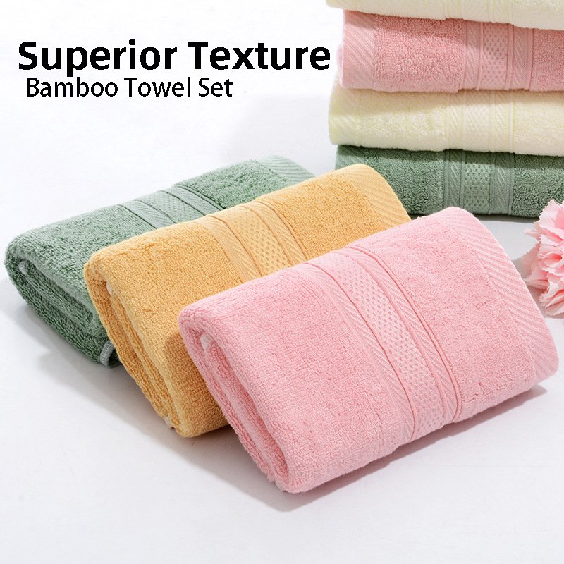 High quality soft 100% bamboo cotton towel custom logo Hotel home bamboo face bath towels set