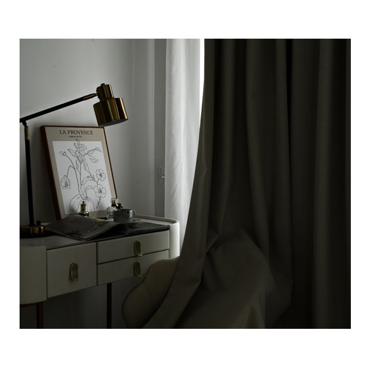 Excellent Rating 100% Blackout Uv Protection Gold Curtains In The Bed Room With Cotton Linen Fabric