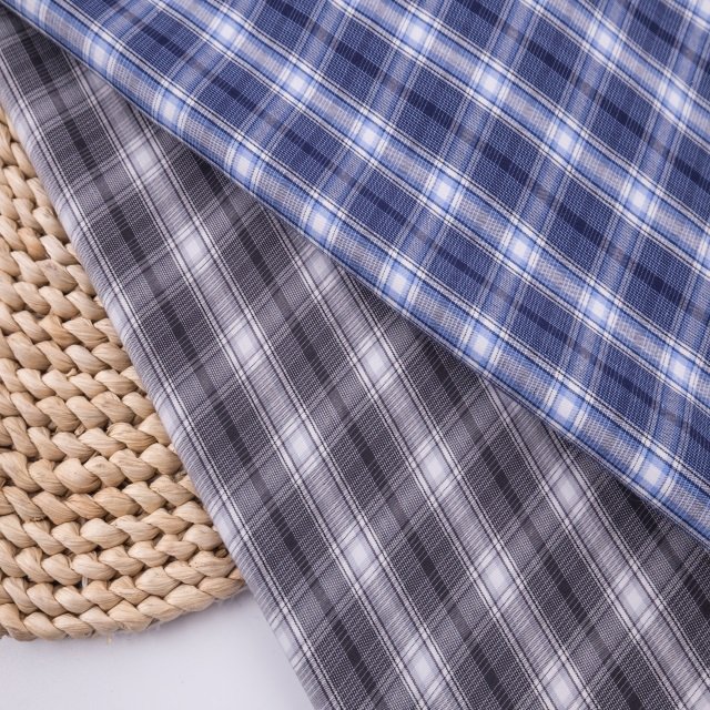 ready goods eco woven plaid 50% bamboo 50% polyester blend shirting fabric in summer