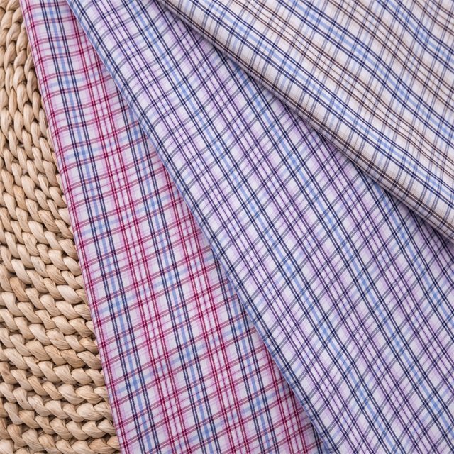 ready goods eco woven plaid 50% bamboo 50% polyester blend shirting fabric in summer