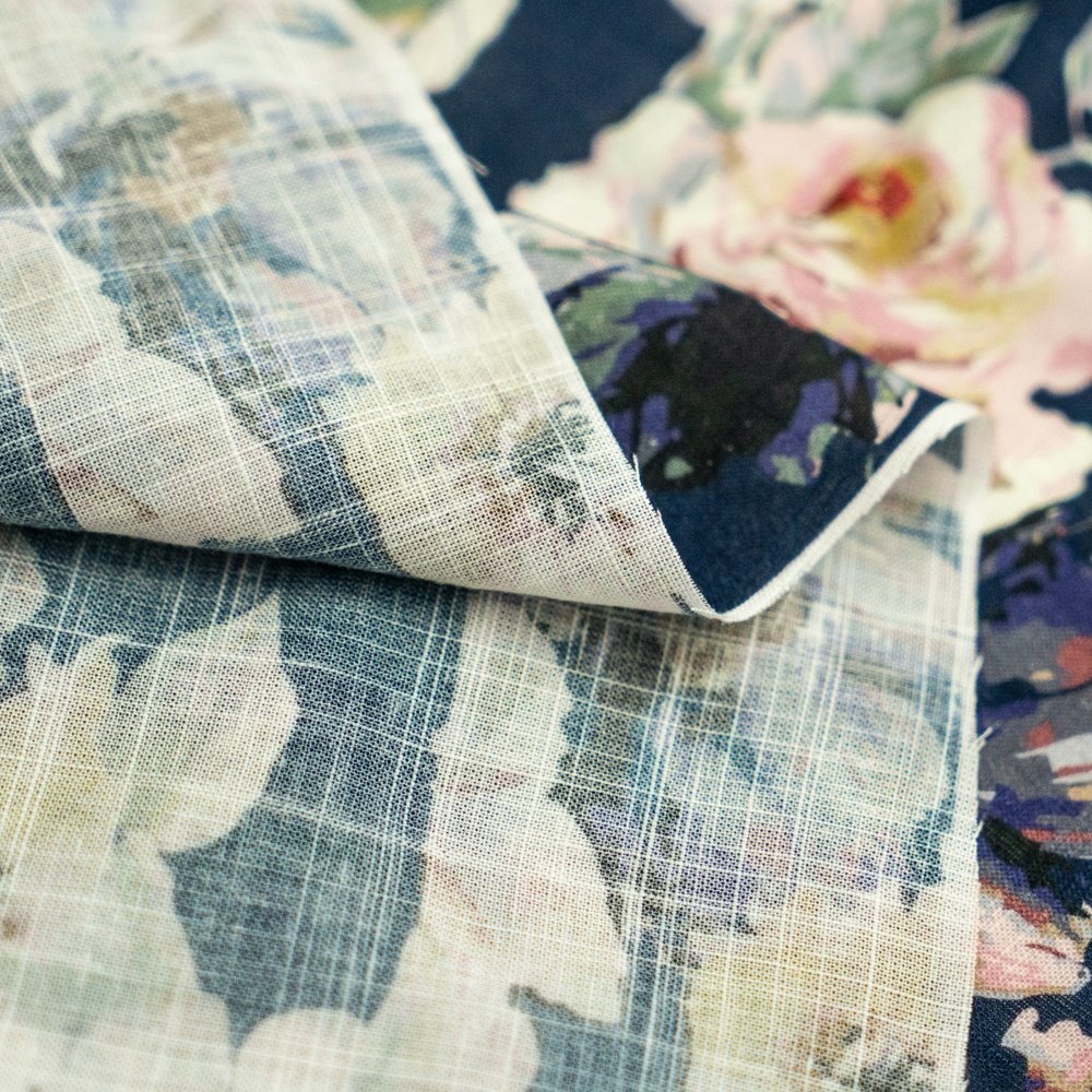 Linen rayon fabric woven thin custom digital printing 100% linen fabric for clothes