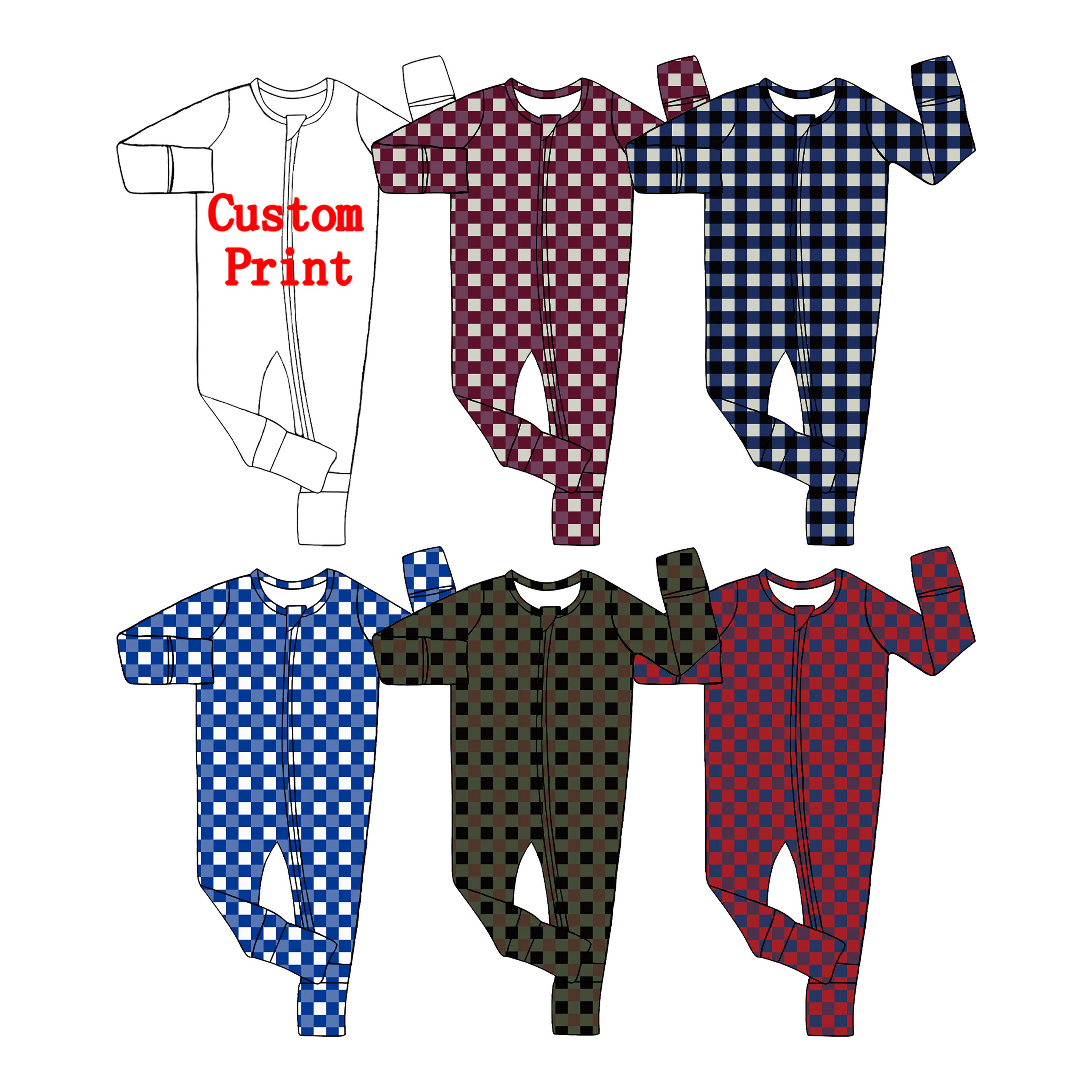 Plaid Bamboo Baby Clothing Sleepwear Pajamas Mittens Baby clothes Zippy Baby Footie Sleeper Romper