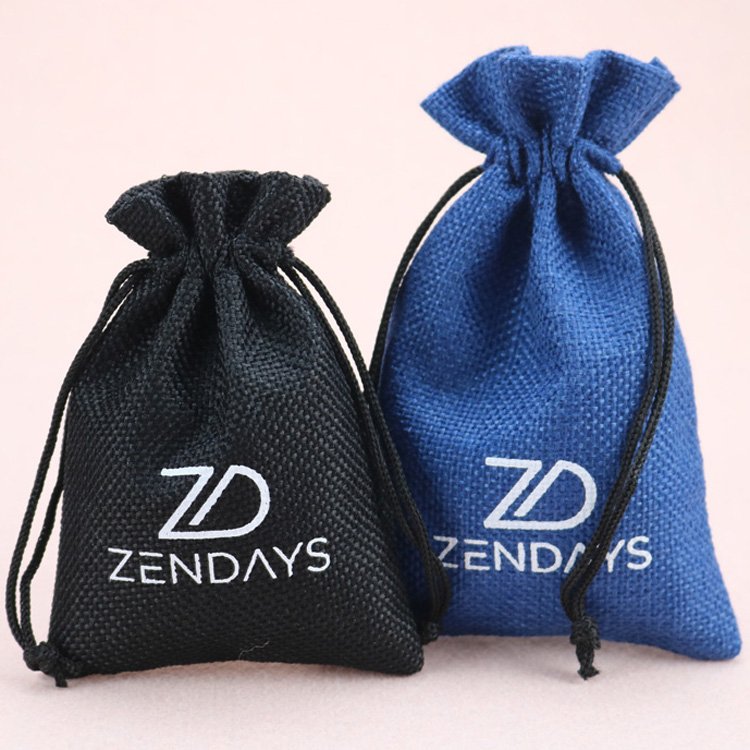 Wholesale custom logo eco friendly jute bag for coffee Beans Packaging Small gift burlap jute drawstring bag