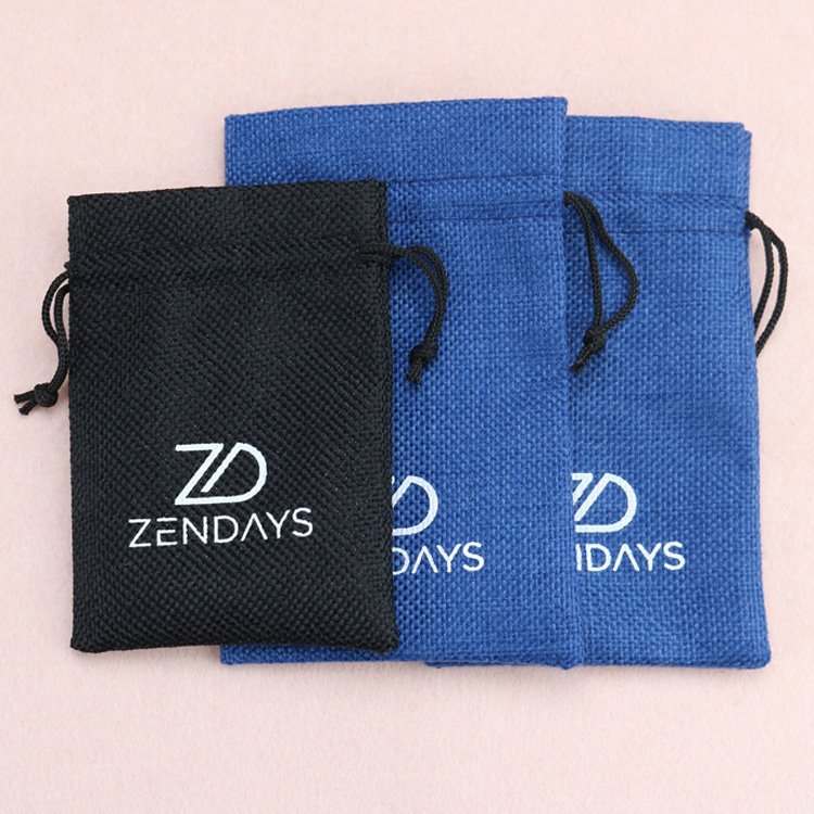 Wholesale custom logo eco friendly jute bag for coffee Beans Packaging Small gift burlap jute drawstring bag