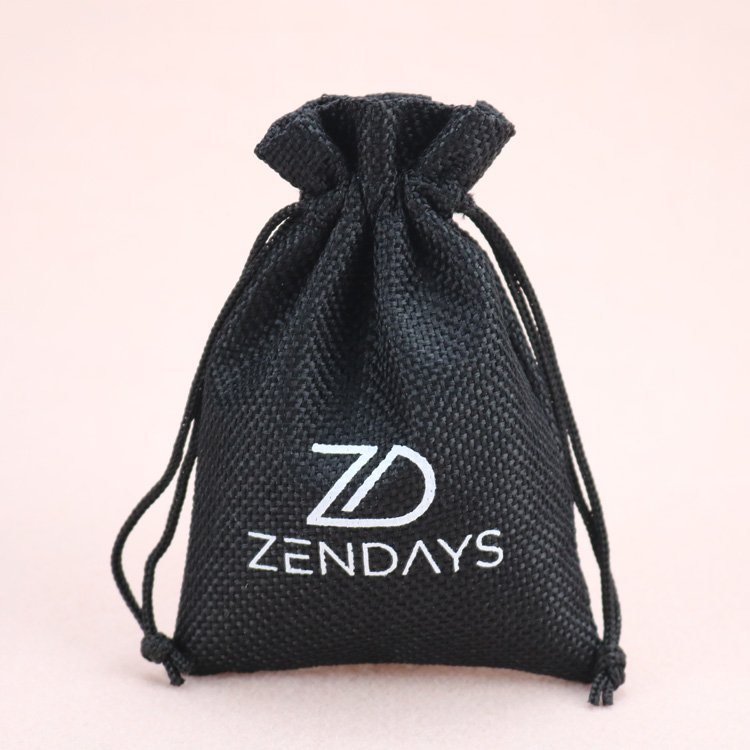 Wholesale custom logo eco friendly jute bag for coffee Beans Packaging Small gift burlap jute drawstring bag