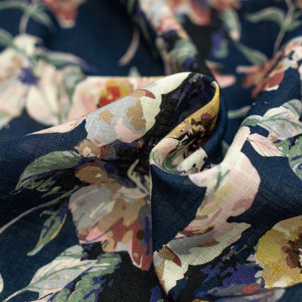 Linen fabric rayon tencel woven custom digital printing floral 100% linen fabric for clothing NO MOQ