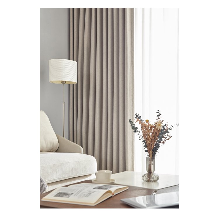 Authentic Fashion Style Double Sided Herringbone TPU Lamination Linen fabric Curtains In Solid Green Custom Window Drapes