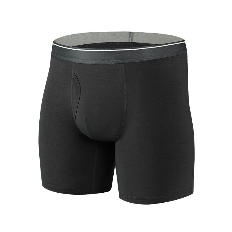 breathable Anti-Bacterial Bamboo Fiber US Size Men's Large Pants Long Leg highly elastic Stretch solid Men's boxers briefs