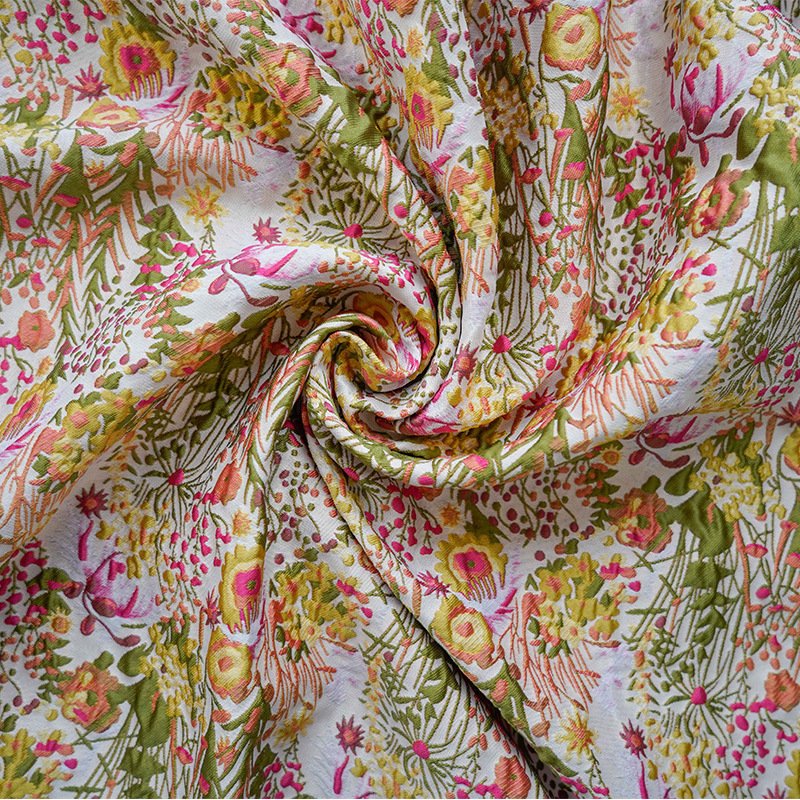 Latest Design Woven Polyester Fabric 3d Floral Pattern Jacquard Brocade Fabrics For Cloth Dress