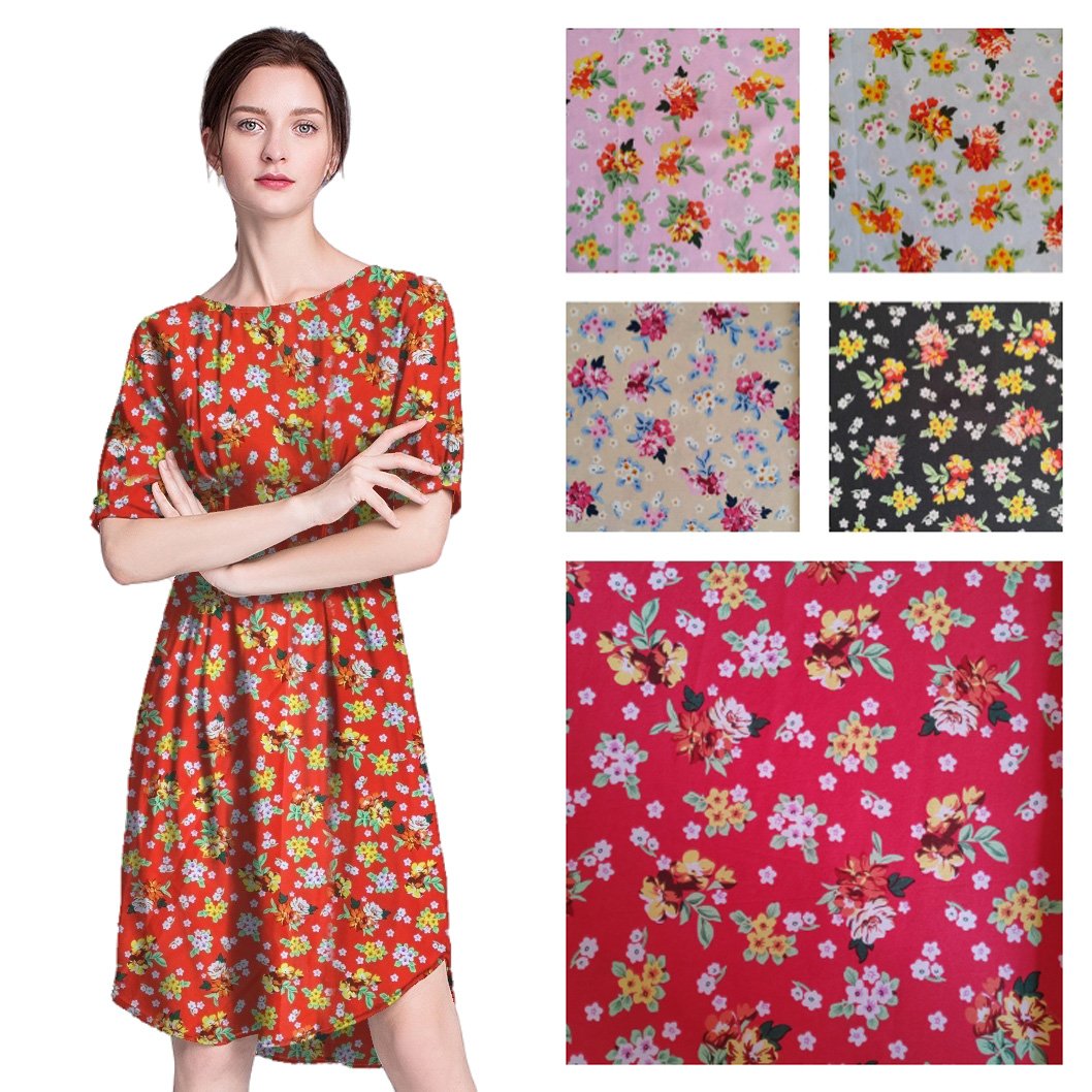 Plain And Patterns Fabric 4 Way Stretch Viscose/Polyester Fabric Printed For Girl And Women Dress