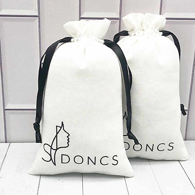 Custom Recycled 100% Cotton Bags Sublimation Pouch Bracelets Drawstring Fabric Cotton Linen Soft Pouch Packaging