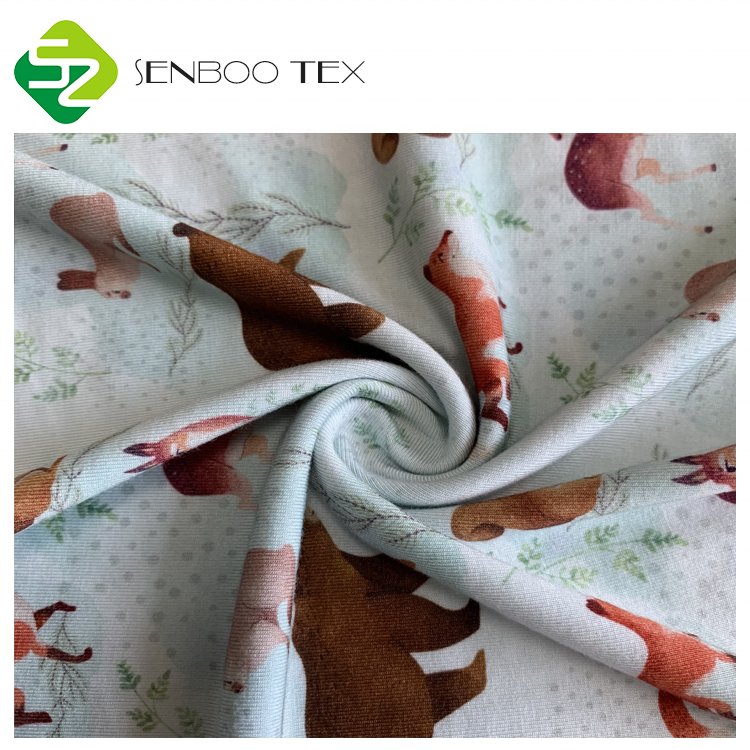 220gsm Super Soft Elastic Knitting Bamboo Single Jersey Fabric Digital Print Breathable for Baby Sleepwear-for Boys and Girls