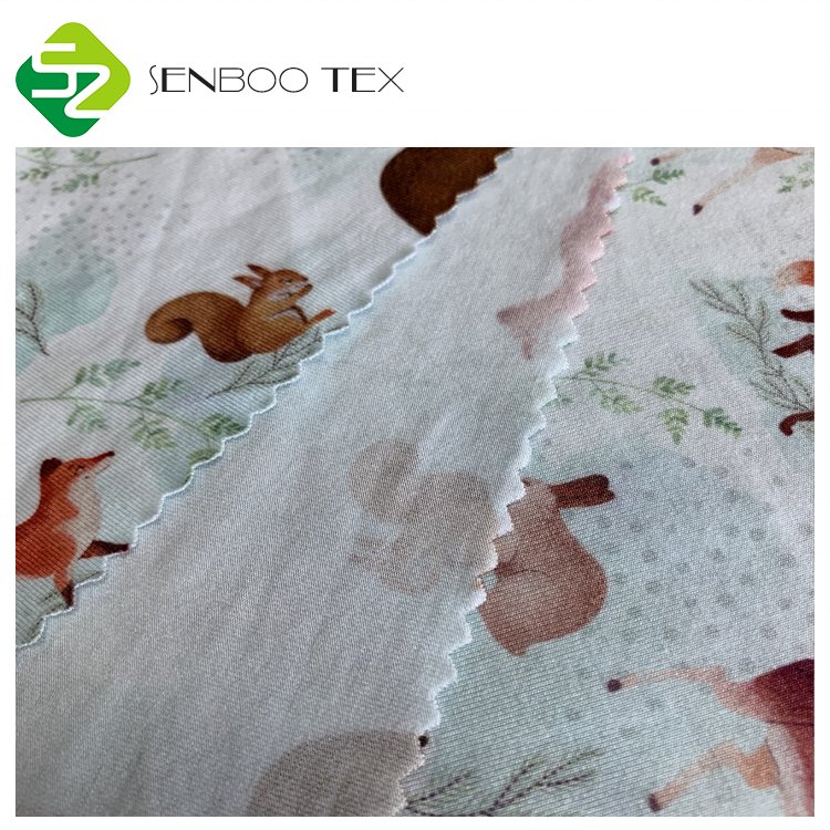 220gsm Super Soft Elastic Knitting Bamboo Single Jersey Fabric Digital Print Breathable for Baby Sleepwear-for Boys and Girls