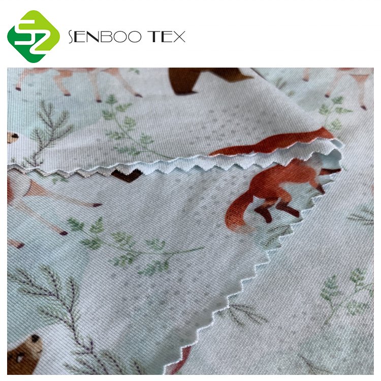 220gsm Super Soft Elastic Knitting Bamboo Single Jersey Fabric Digital Print Breathable for Baby Sleepwear-for Boys and Girls