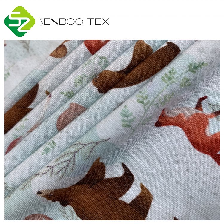 220gsm Super Soft Elastic Knitting Bamboo Single Jersey Fabric Digital Print Breathable for Baby Sleepwear-for Boys and Girls