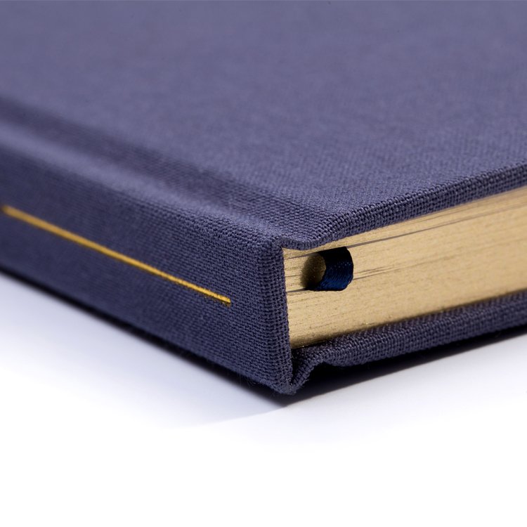 Custom Printing Logo Hardcover A5 Linen Fabric Cover Office Supplies Horizontal Lines Notebook With Gold Edge
