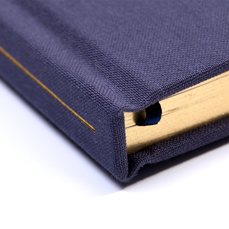Custom Printing Logo Hardcover A5 Linen Fabric Cover Office Supplies Horizontal Lines Notebook With Gold Edge
