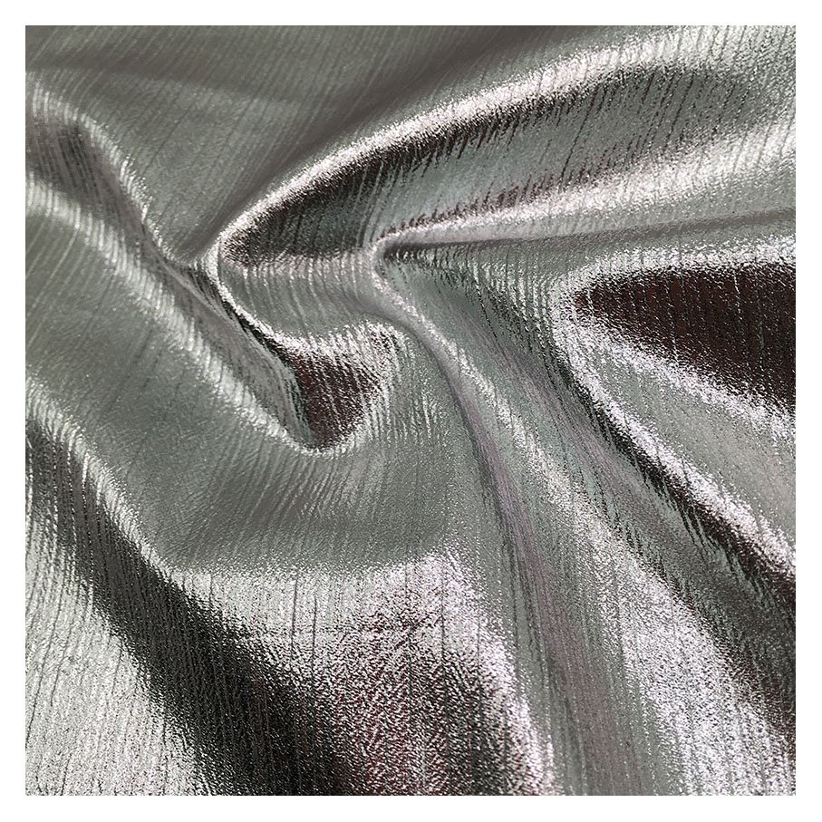 100% polyester silver hot stamping glitter crepe chiffon fabric for women's clothes