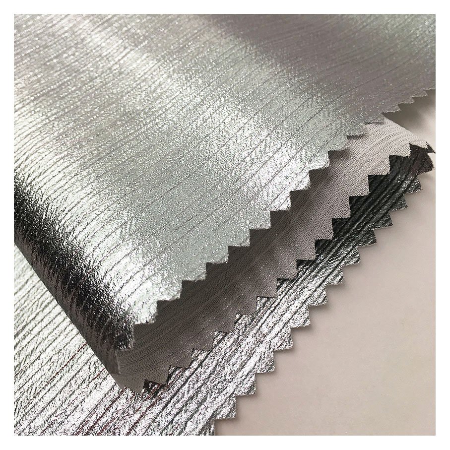 100% polyester silver hot stamping glitter crepe chiffon fabric for women's clothes