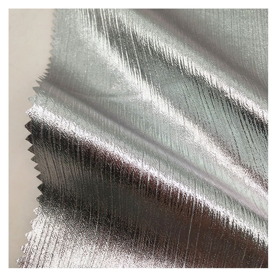 100% polyester silver hot stamping glitter crepe chiffon fabric for women's clothes