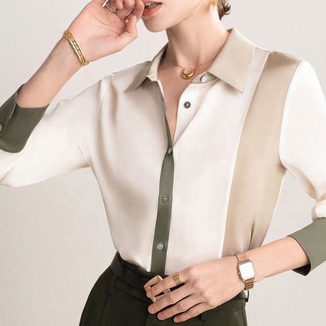 JIARUI Women Wholesale Fashion Female Elegant Silk Shirt Long Sleeve Blouse Ladies' Office Blouses Women's Blouses & Shirts