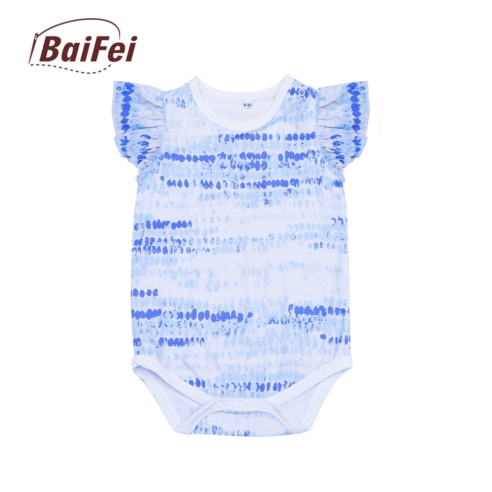 Wholesale Kids Clothes Organic Cotton Romper Newborn Baby Girl Ruffle Edge Sleeveless Bodysuit Custom Bamboo Baby Onesie