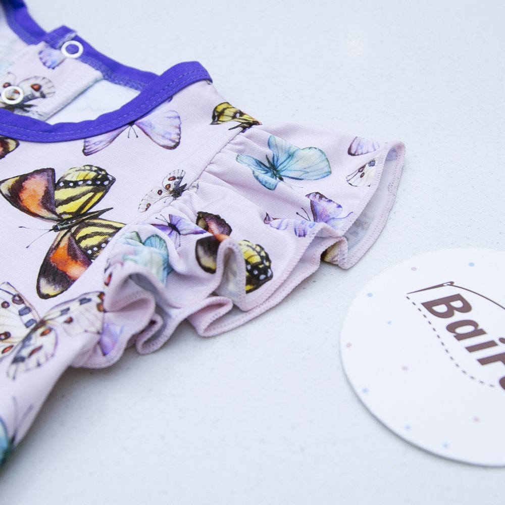Wholesale Kids Clothes Organic Cotton Romper Newborn Baby Girl Ruffle Edge Sleeveless Bodysuit Custom Bamboo Baby Onesie