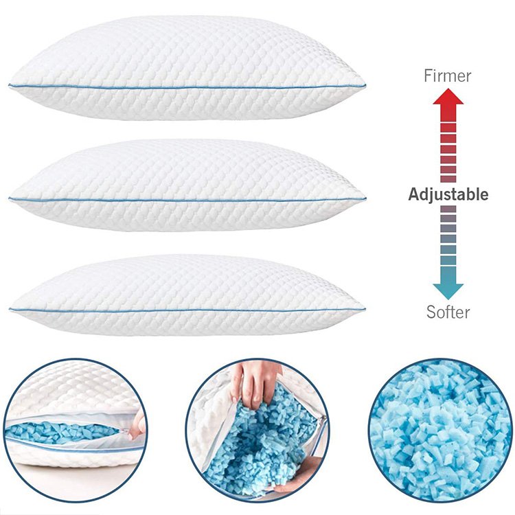 Hot Sleepers Bamboo Fabric Cervical Sleeping Shredded Cooling Memory Foam Pillow For Neck Pain