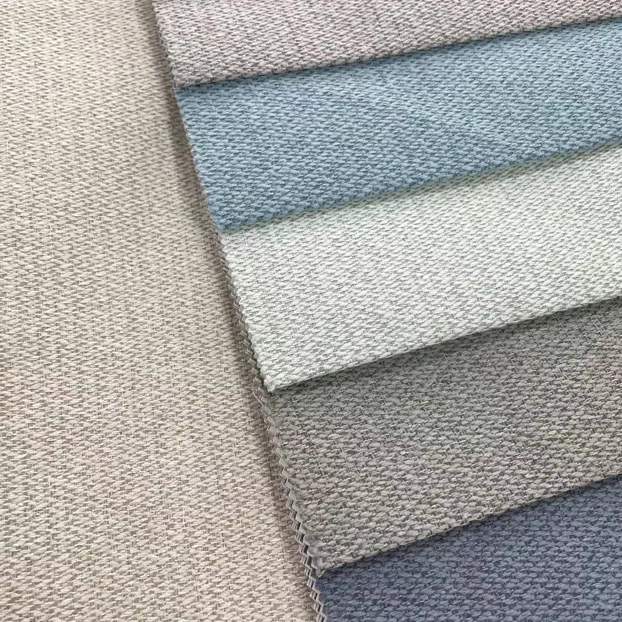 Wholesale Polyester Two Side Fabric Blackout Textured Linen Surface Plain Backside 100% Blackout Curtain Fabric