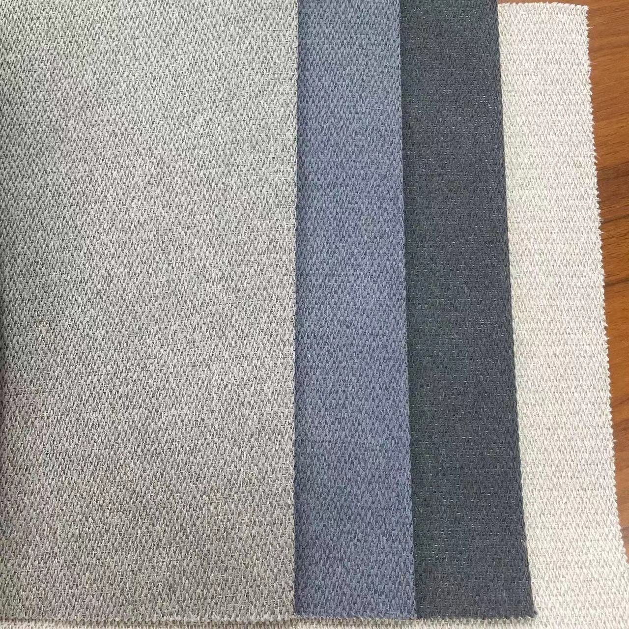 Wholesale Polyester Two Side Fabric Blackout Textured Linen Surface Plain Backside 100% Blackout Curtain Fabric