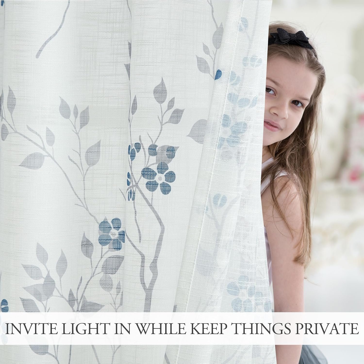 2024 new printed design 100% polyester linen look sheer curtains fabric and materials wholesale