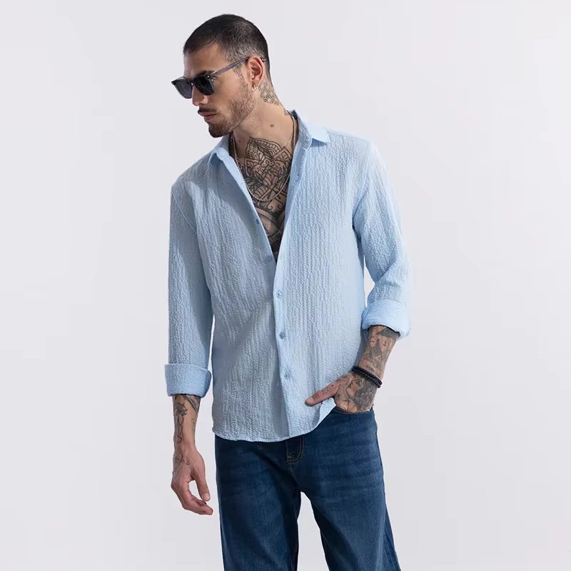 Men's New Fashion Summer Linen Shirt 100% Pure Cotton Comfortable Casual Slim Fit Long Sleeve Quick Dry Soft Poplin Fabric 6XL