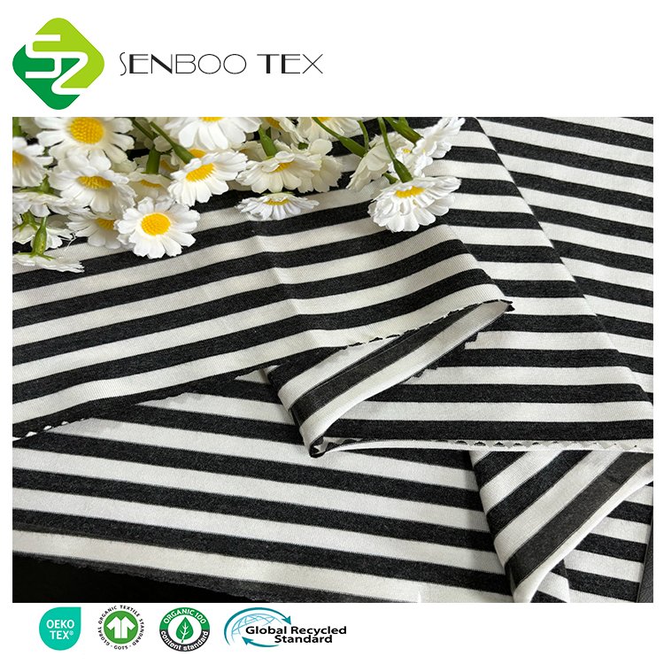 Sirospun Anti-Pilling 95% Bamboo 5% Spandex Stripe Yarn Dyed Knit Fabric Jersey for Underwear Wholesale