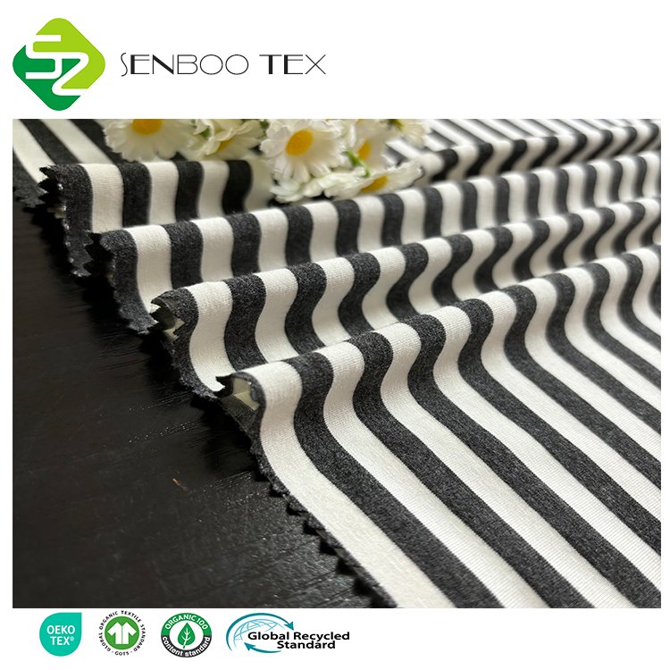 Sirospun Anti-Pilling 95% Bamboo 5% Spandex Stripe Yarn Dyed Knit Fabric Jersey for Underwear Wholesale