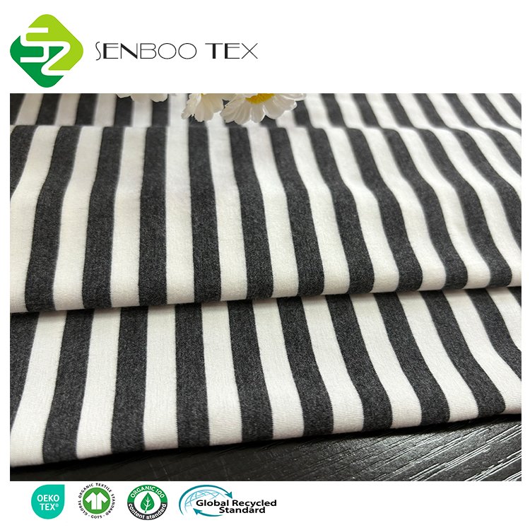 Sirospun Anti-Pilling 95% Bamboo 5% Spandex Stripe Yarn Dyed Knit Fabric Jersey for Underwear Wholesale