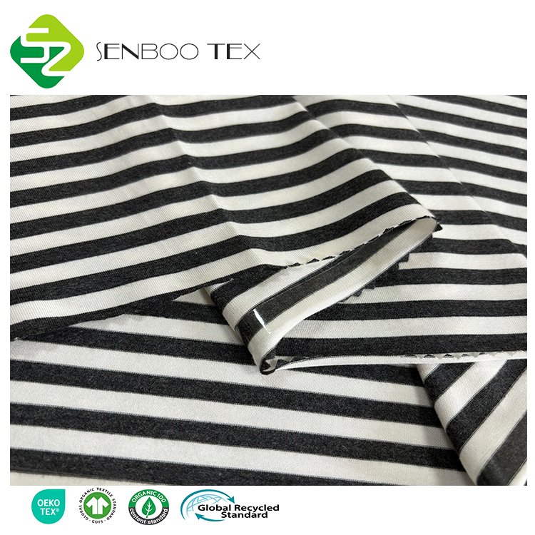 Sirospun Anti-Pilling 95% Bamboo 5% Spandex Stripe Yarn Dyed Knit Fabric Jersey for Underwear Wholesale