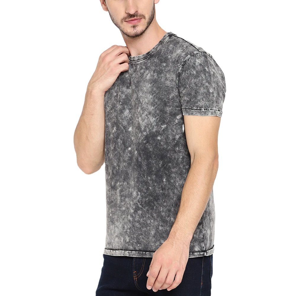Bamboo Fiber 100% Cotton Distressed Retro style Lightweight Premium Quality Acid Latest Design Low Price T Shirt For Sale