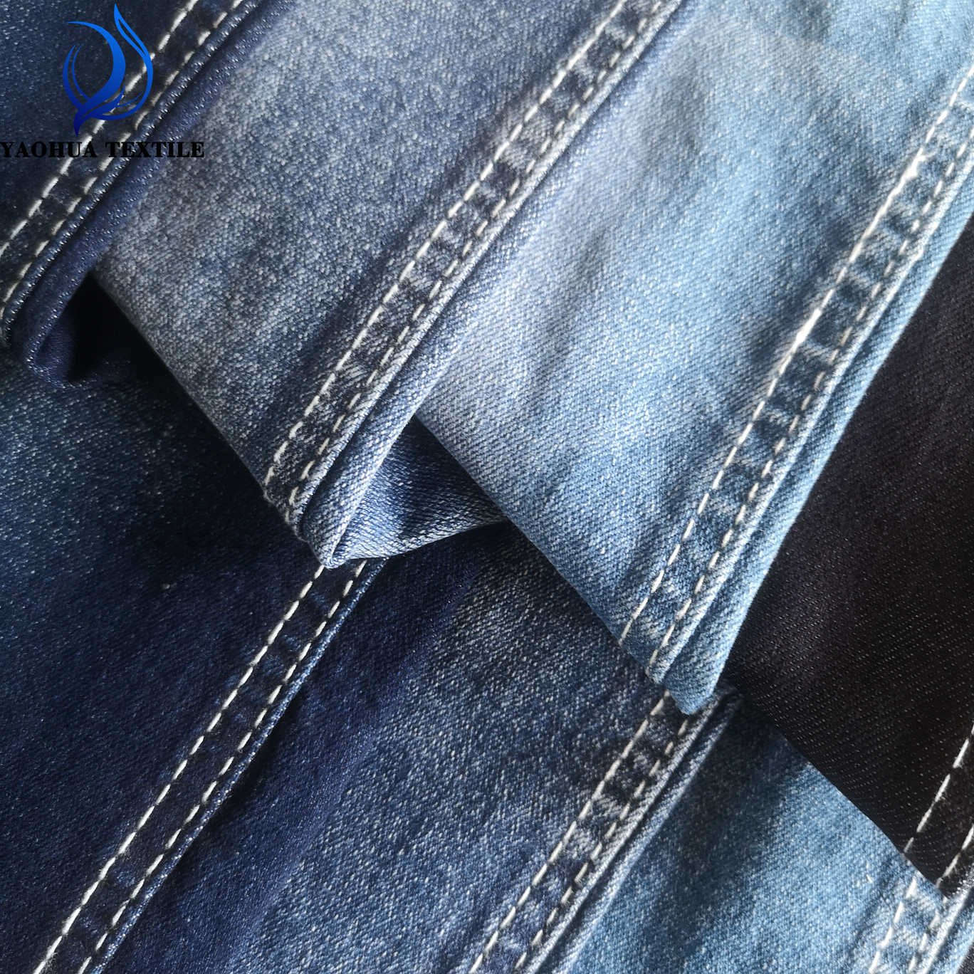 2563 Wholesale price woven 9.8oz rolls of cotton polyester elastane denim jeans fabric textile