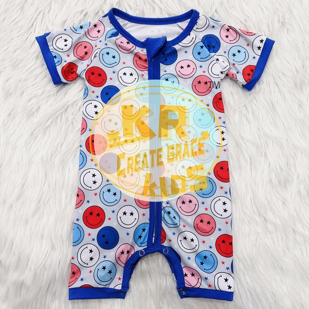 Custom Bamboo Cotton Zipper Short Sleeve Baby Romper Bamboo Viscose Soft Jumpsuit Newborn Baby Clothes Footie Pajamas For Summer