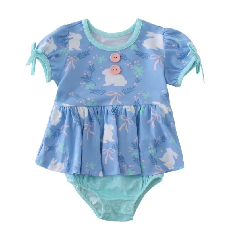 Durable Comfortable Pure Cotton Short-Sleeved Hip Suit Girls Custom Printed Summer Logo Soft Bamboo Fiber OEKO Certified Fabric