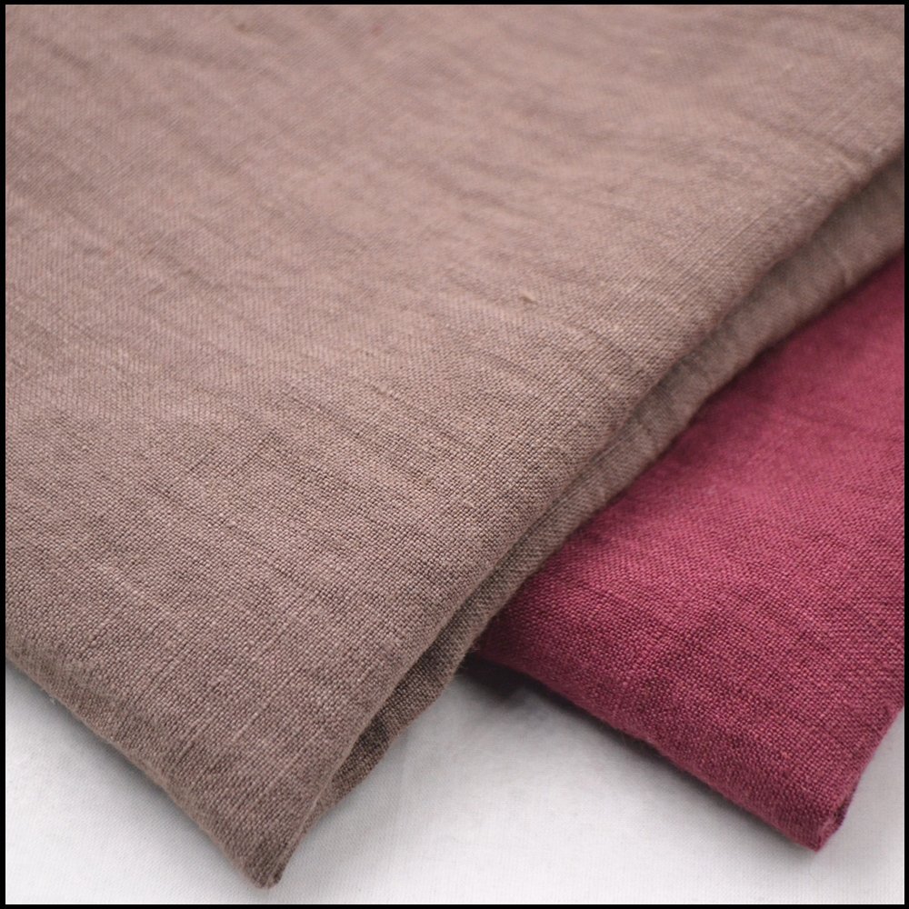 washed woven plain dyed organic linen fabric